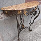 Console forged foot marble top