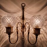 Applique murales deux lumières dorée globes en cristal ancienne