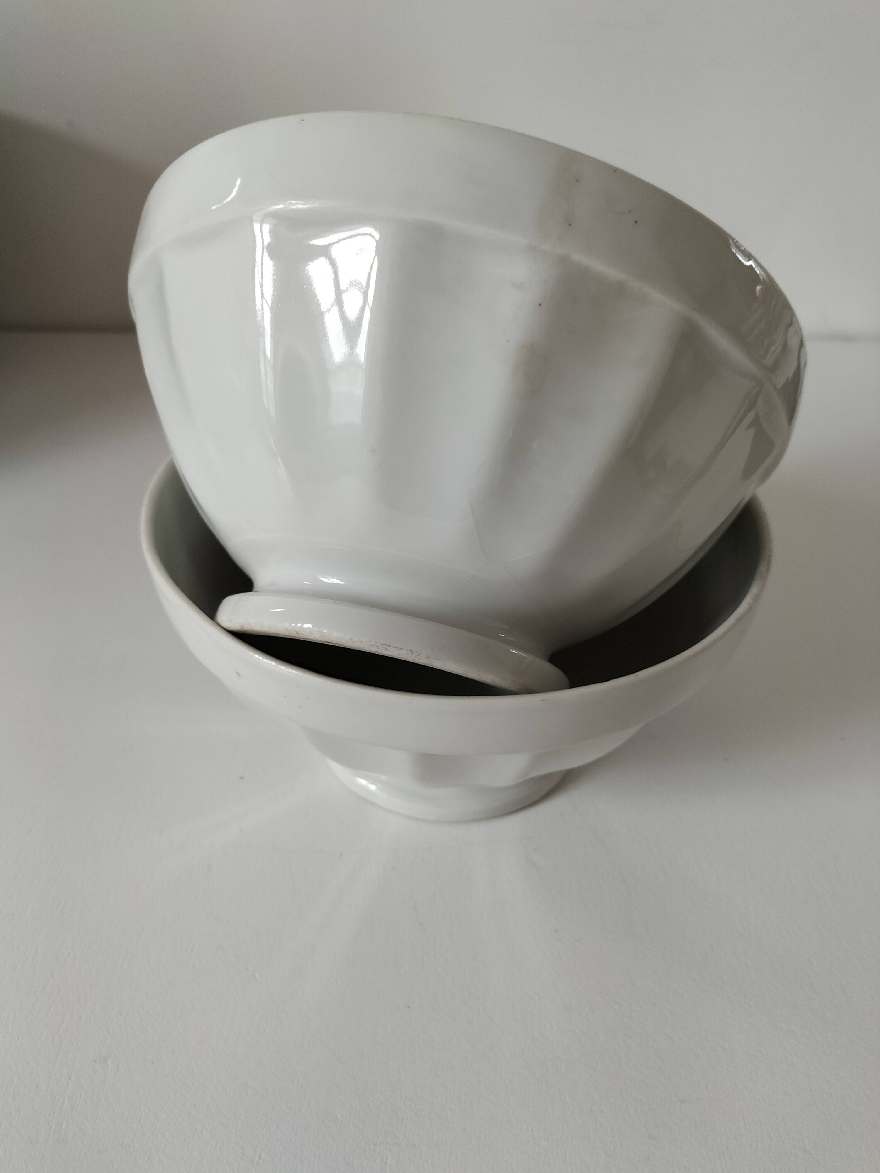 vintage faceted farmhouse duo of bowls