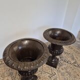 Pair of Medici cast iron vases from a bourgeois house - H73cm