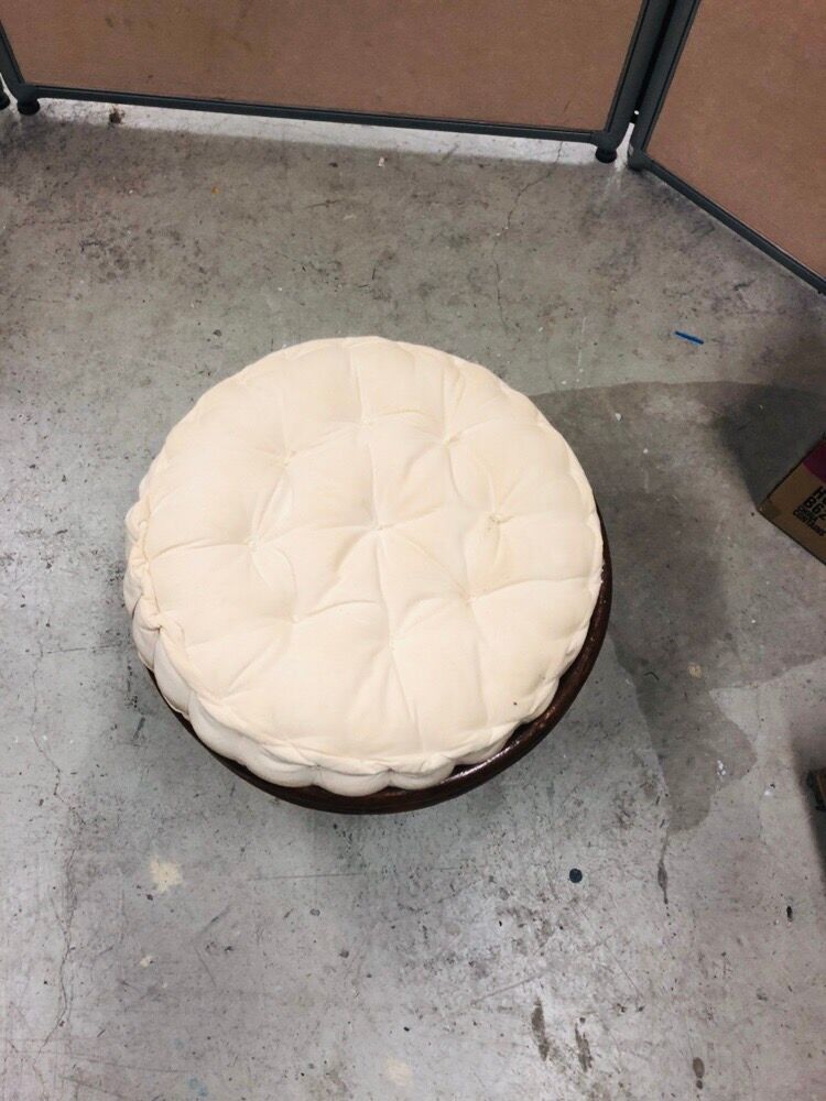 Pouf stool in rattan and bamboo vintage