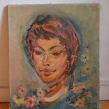 Portrait by Henri Zayan, HST painting, French school, mid-20th century.