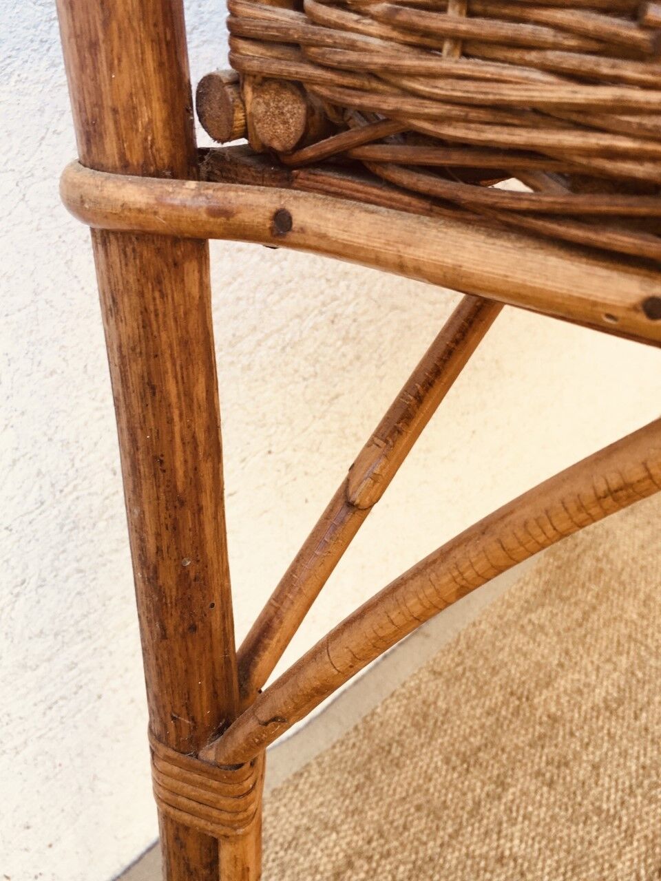 Veranda planter on vintage wicker legs