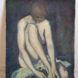 Jean Pesce ( 1926 ) peinture " nu à la jambe repliée " HSP