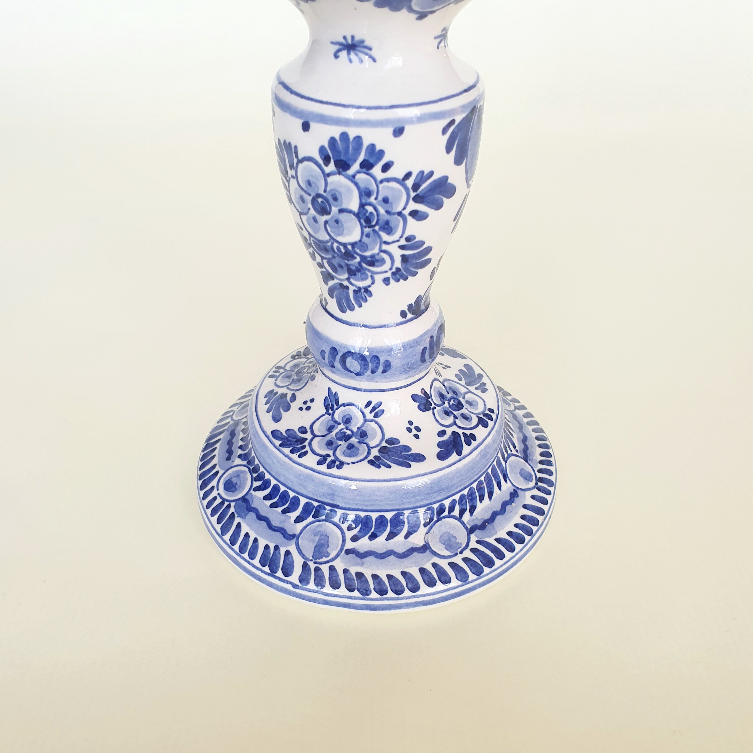 Delft painted porcelain candle holder