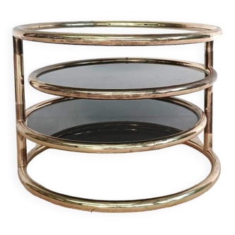 Round glass and brass coffee table