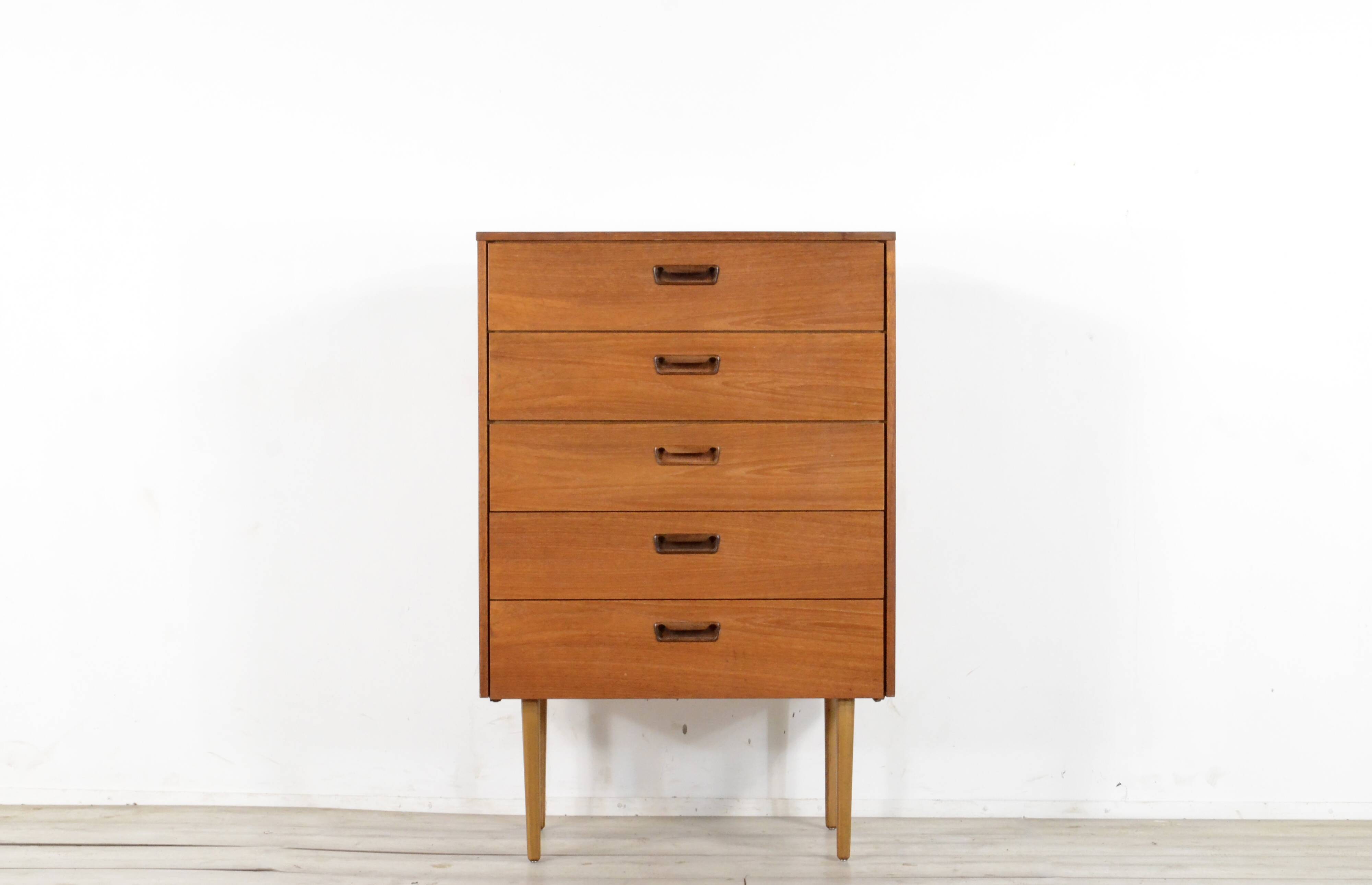 Midcentury Chest Of Drawers In Teak. Vintage Modern / Scandinavian / Retro / Danish Style