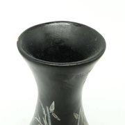 Oriental vase, black lacquer, mother-of-pearl inlay, Japan, 1950s