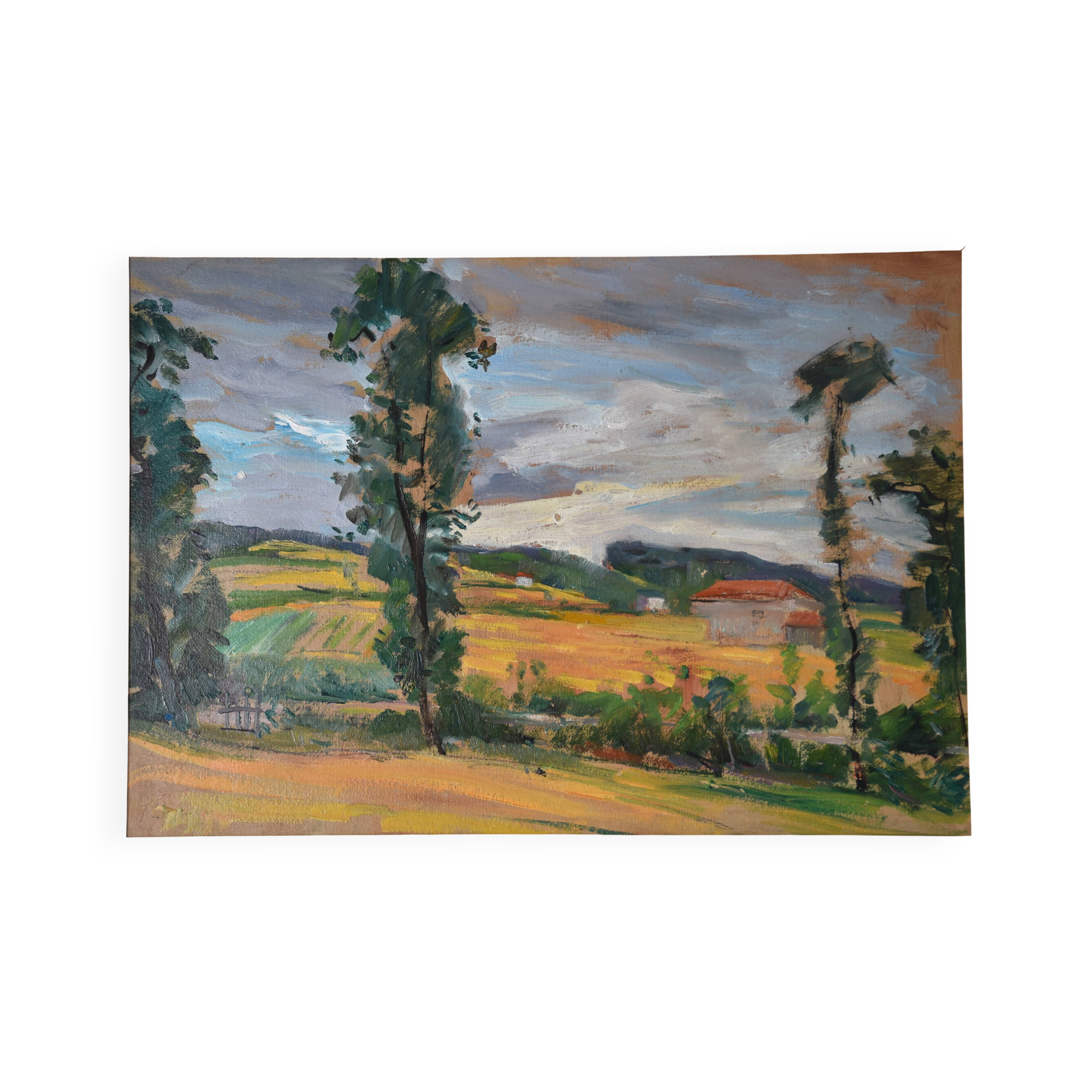 Jean Chaleyé, Hilly Landscape with Poplars (circa 1920)