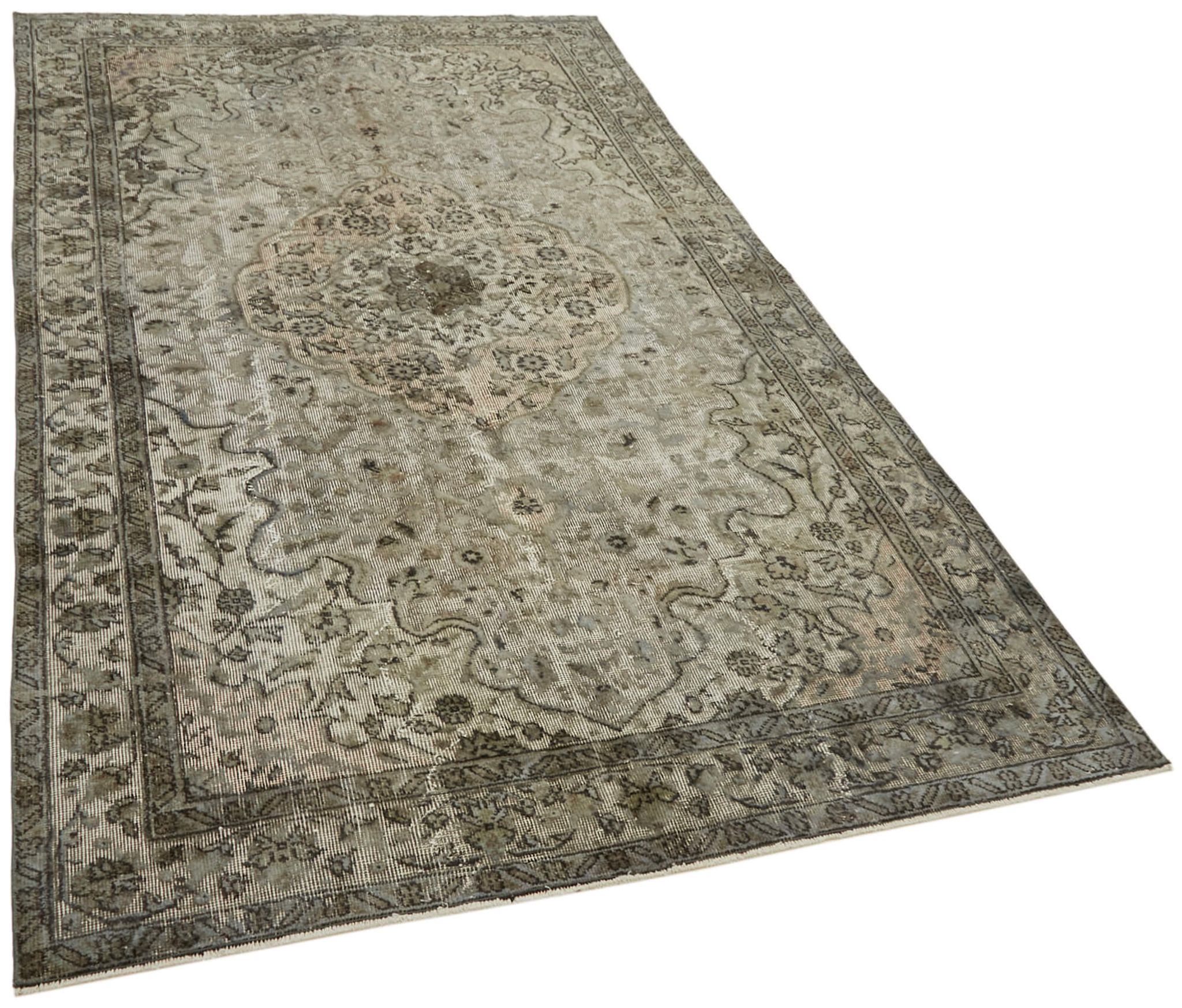 Handwoven overdyed turkish 1970s 163 cm x 265 cm grey carpet