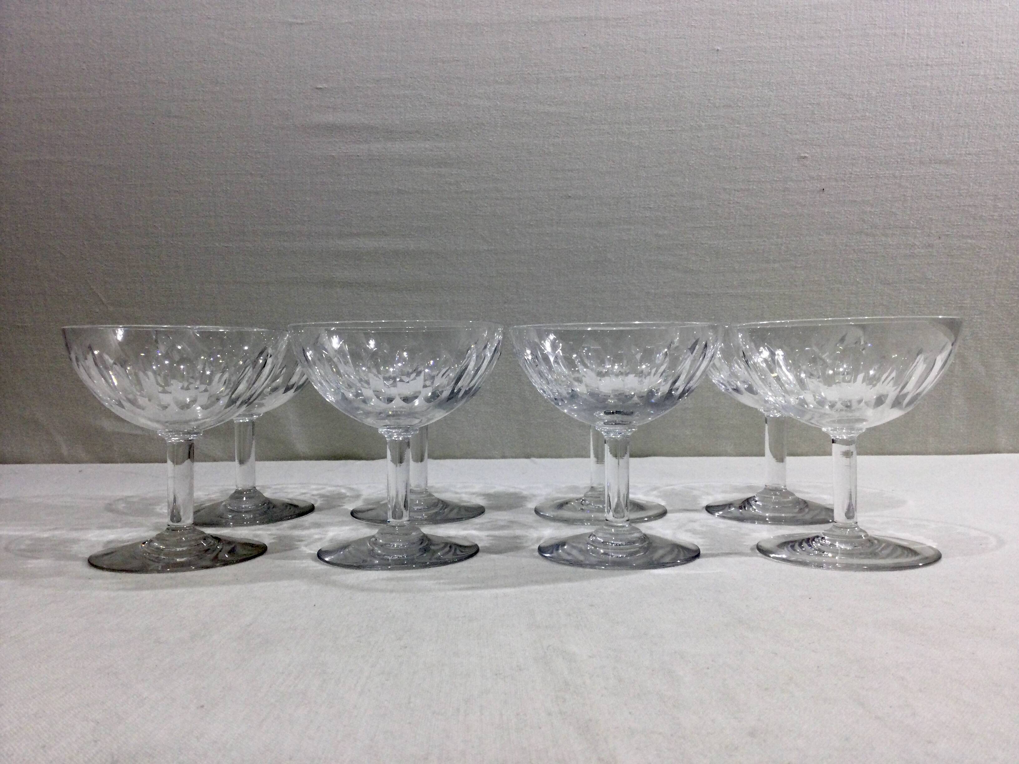 Baccarat – 8 Champagne Glasses In Baccarat Crystal Casino Model