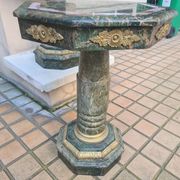 Pair of green marble pedestal tables, 19th century