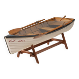 Boat-shaped coffee table reimagined with a glass top, contemporary design (after 2000)