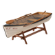 Boat-shaped coffee table reimagined with a glass top, contemporary design (after 2000)