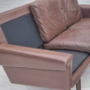 1970s, Danish 3-seater sofa, original brown leather.
