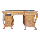 Art Nouveau style desk in solid mahogany