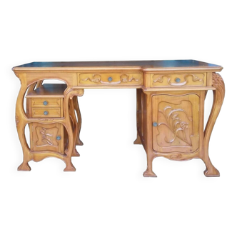 Bureau style Art Nouveau en acajou massif