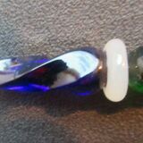 murano multi-coloured twisted glass feather holder