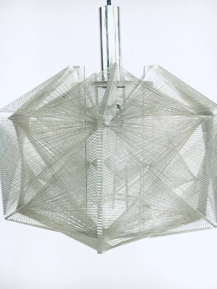 Vintage wire pendant lamp attributed to Paul Secon for Sompex, Germany, 1970s.