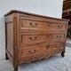 Louis XV style commode in solid walnut, 19th century rustic.