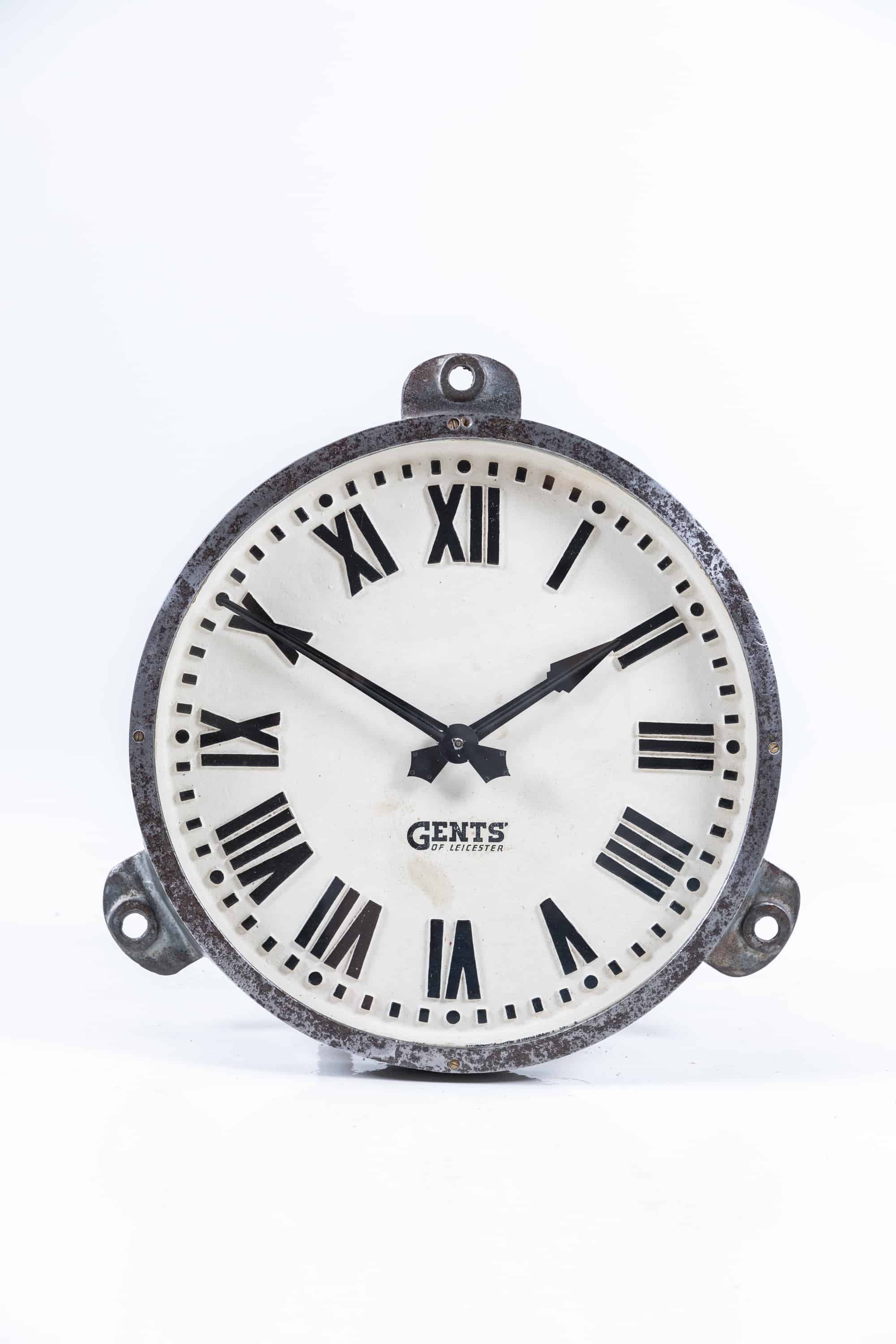 Industrial cast iron gents of leicester clock