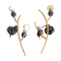 Pair of stylized 2-branch brass wall lights