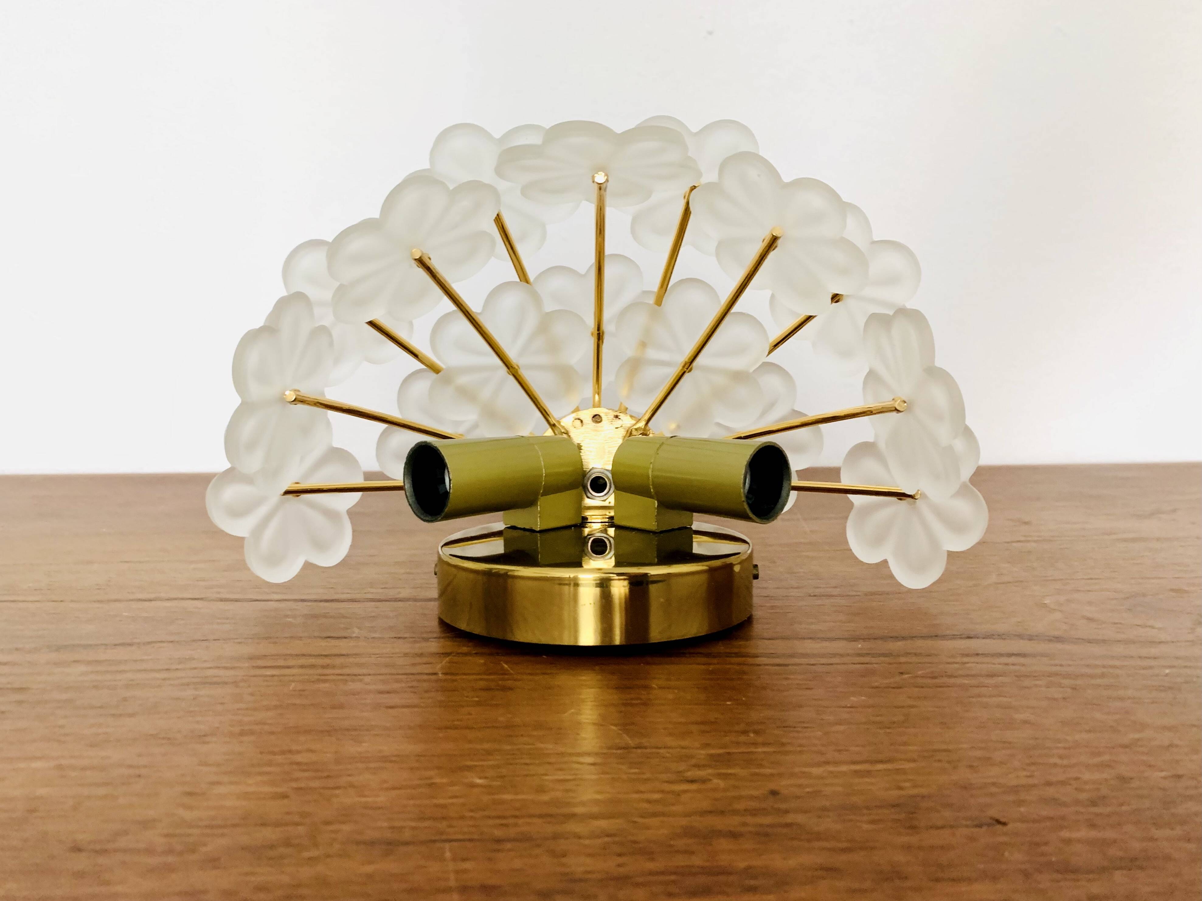 1 of 2 Floral Crystal Glass Wall Lamps by Ernst Palme
