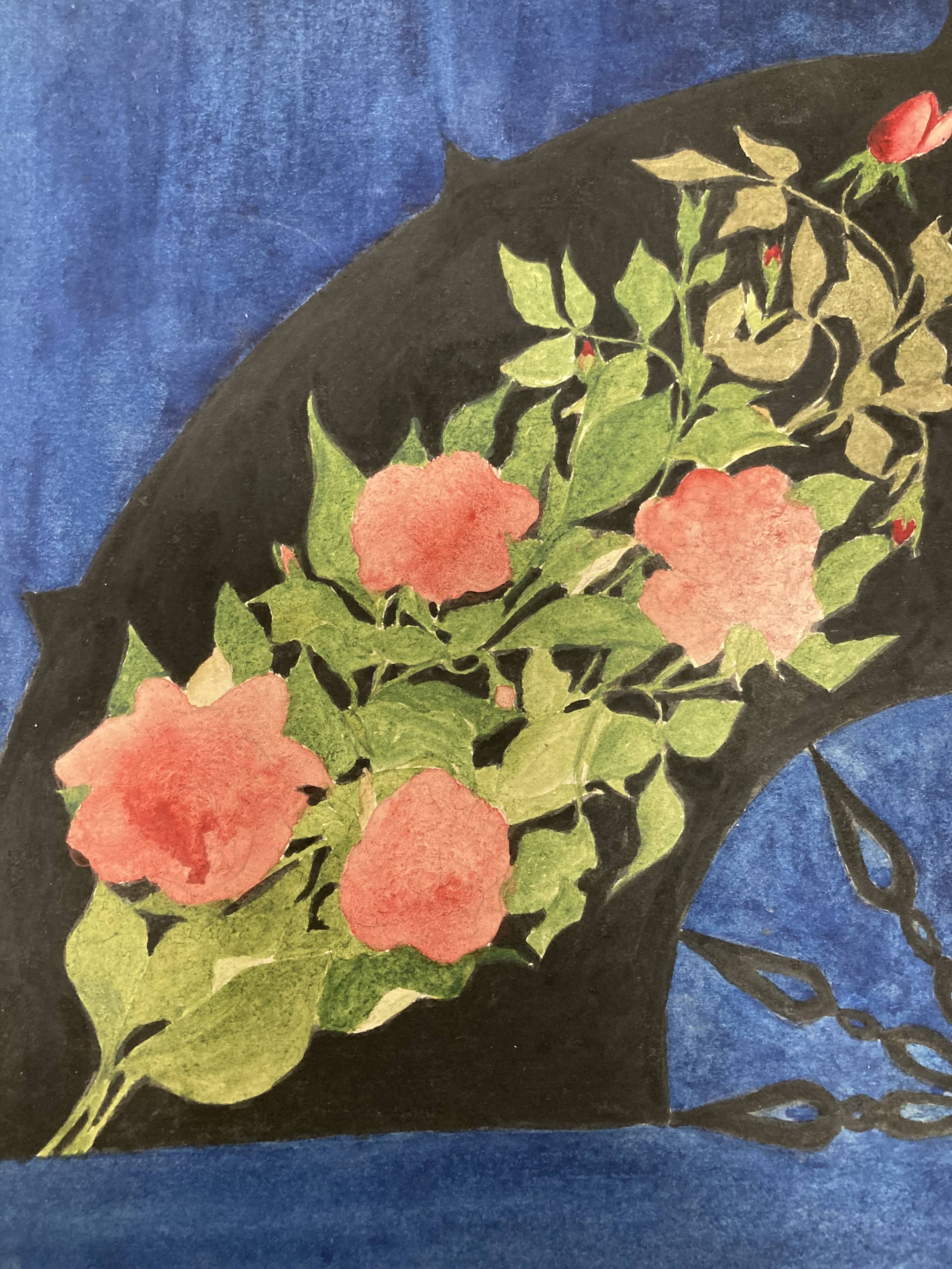 Watercolor with vintage fan