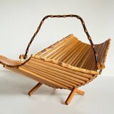 Chic folding table basket wood and bamboo vintage