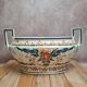 Art Deco Jardinière Moulin des Loups Orchies – stylised green & terracotta decoration – double handle