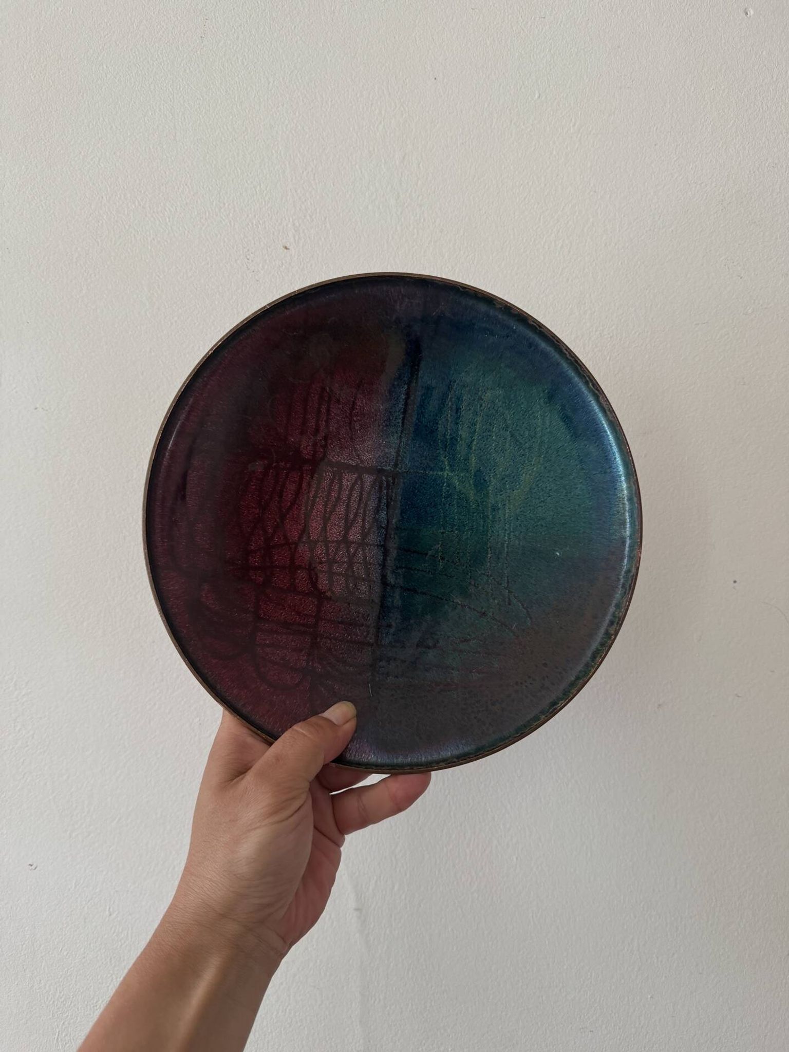 Scandinavian catchall bowl email on copper Bjørnstad Norway 1970