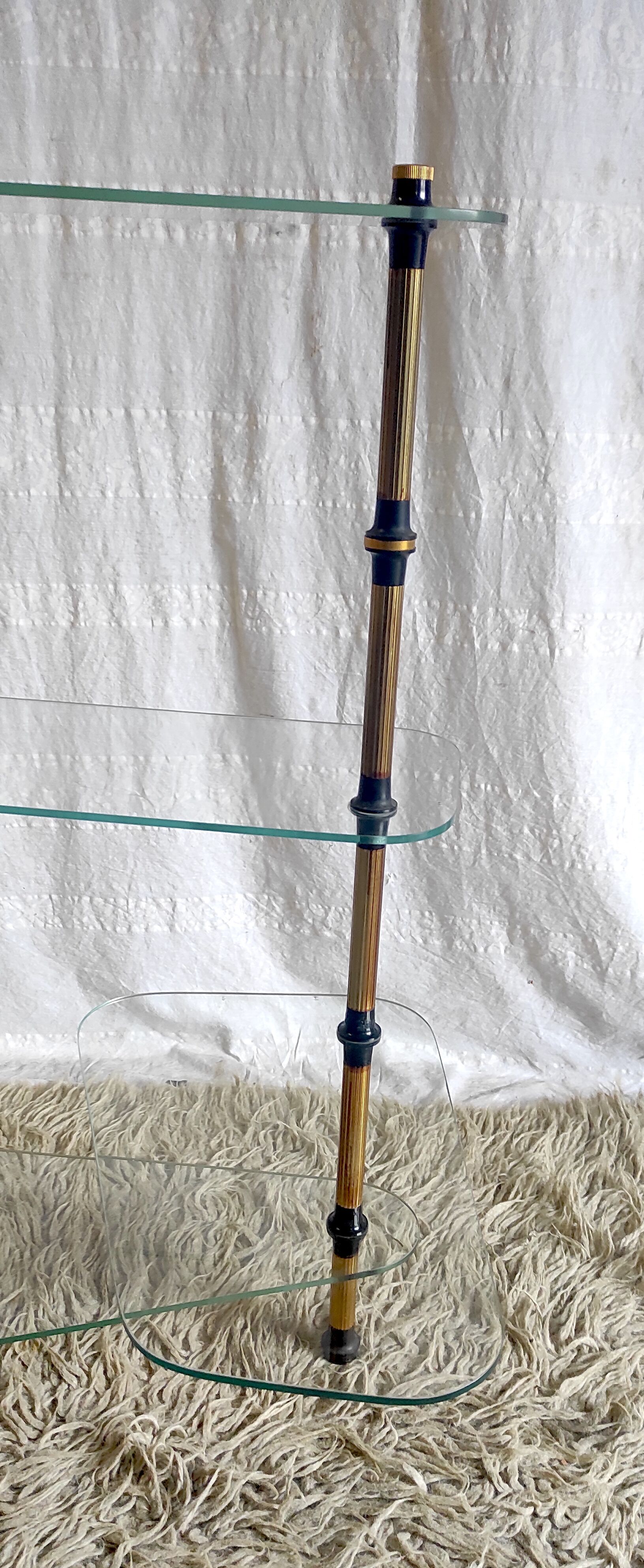Tripod shelf in glass and gilded metal – mid. XXth