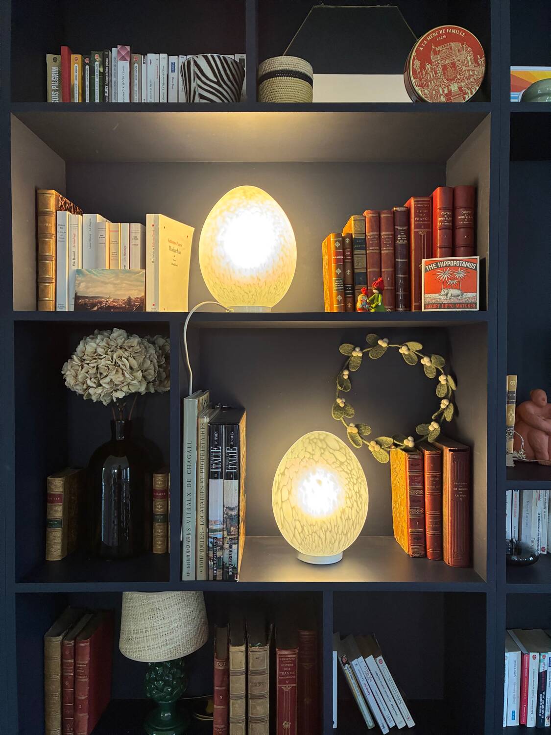 Pair of speckled glass oval lamps - 1970.