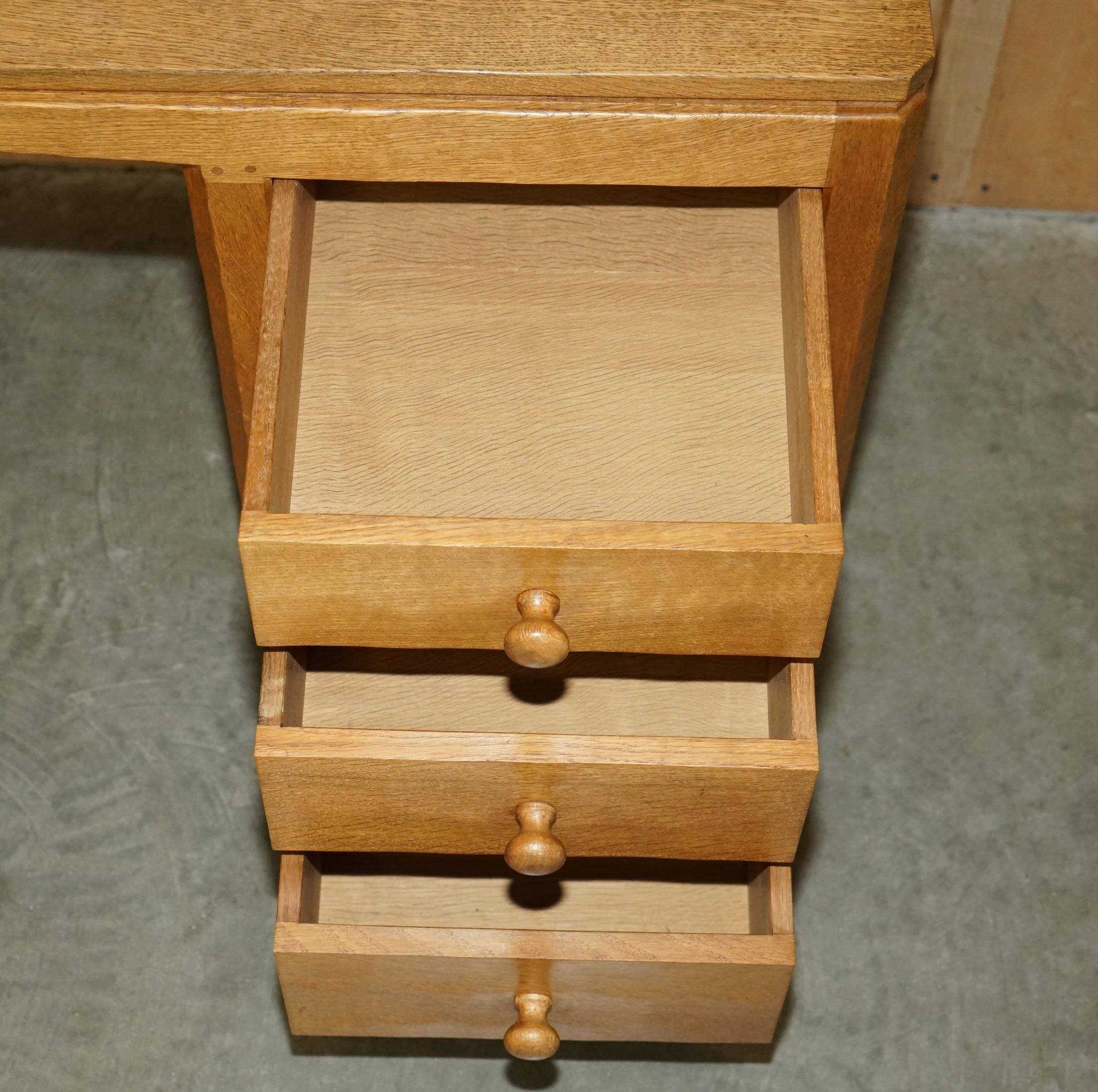 Vintage 1970 tripod desk by Robert Mouseman Thompson with a planed top.