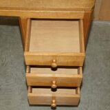 Vintage 1970 tripod desk by Robert Mouseman Thompson with a planed top.