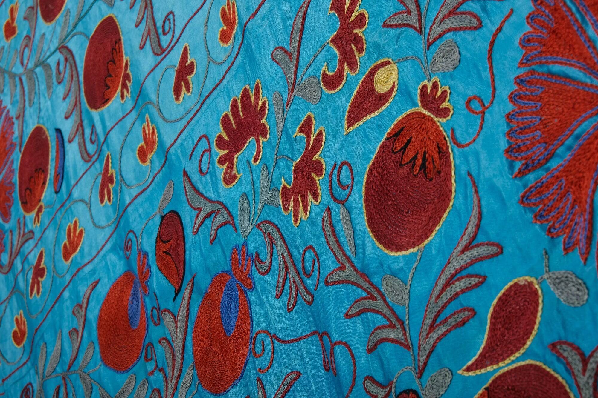 Vintage hand-embroidered Uzbek Suzani 256x305 cm