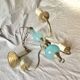 Turquoise opaline and vintage metal chandelier - 3 arms