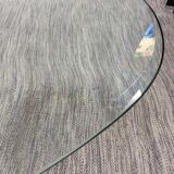 Design coffee table in beveled glass and steel foot