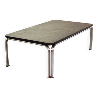 Table basse rectangulaire Heinz Lilienthal en ardoise et pierre noire, modèle Bogota, années 70
