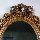 Miroir ovale cadre ancien style Louis XVI bois stuc doré d'origine 58x40 cm