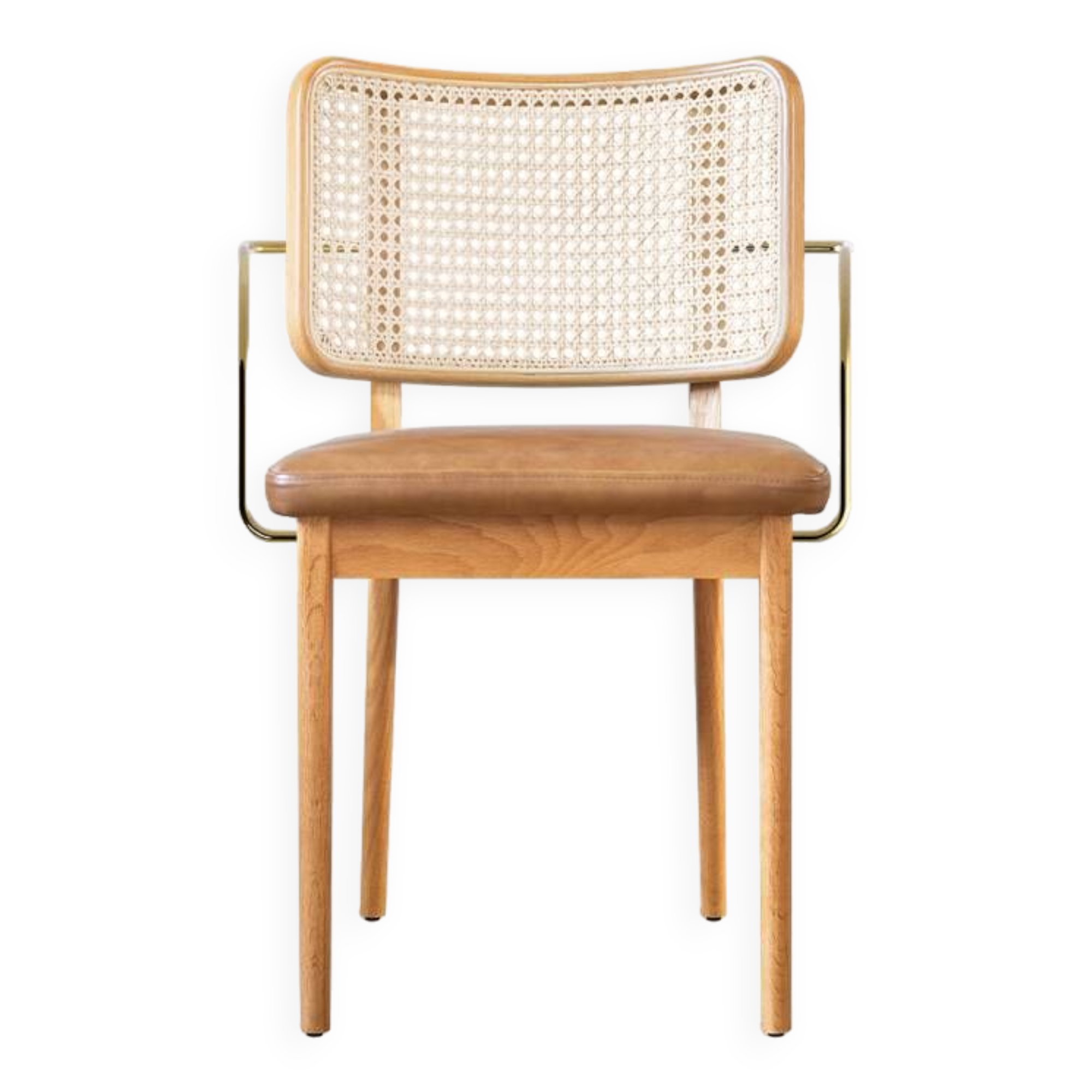 Red Edition cane chair in tobacco leather