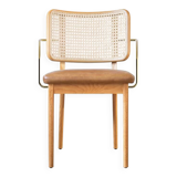 Red Edition cane chair in tobacco leather