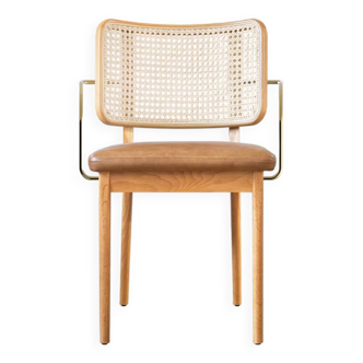 Red Edition cane chair in tobacco leather