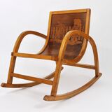 Curved wooden rocking chair for children Bauhaus Brockhage Andrä period, Germany, 1950s