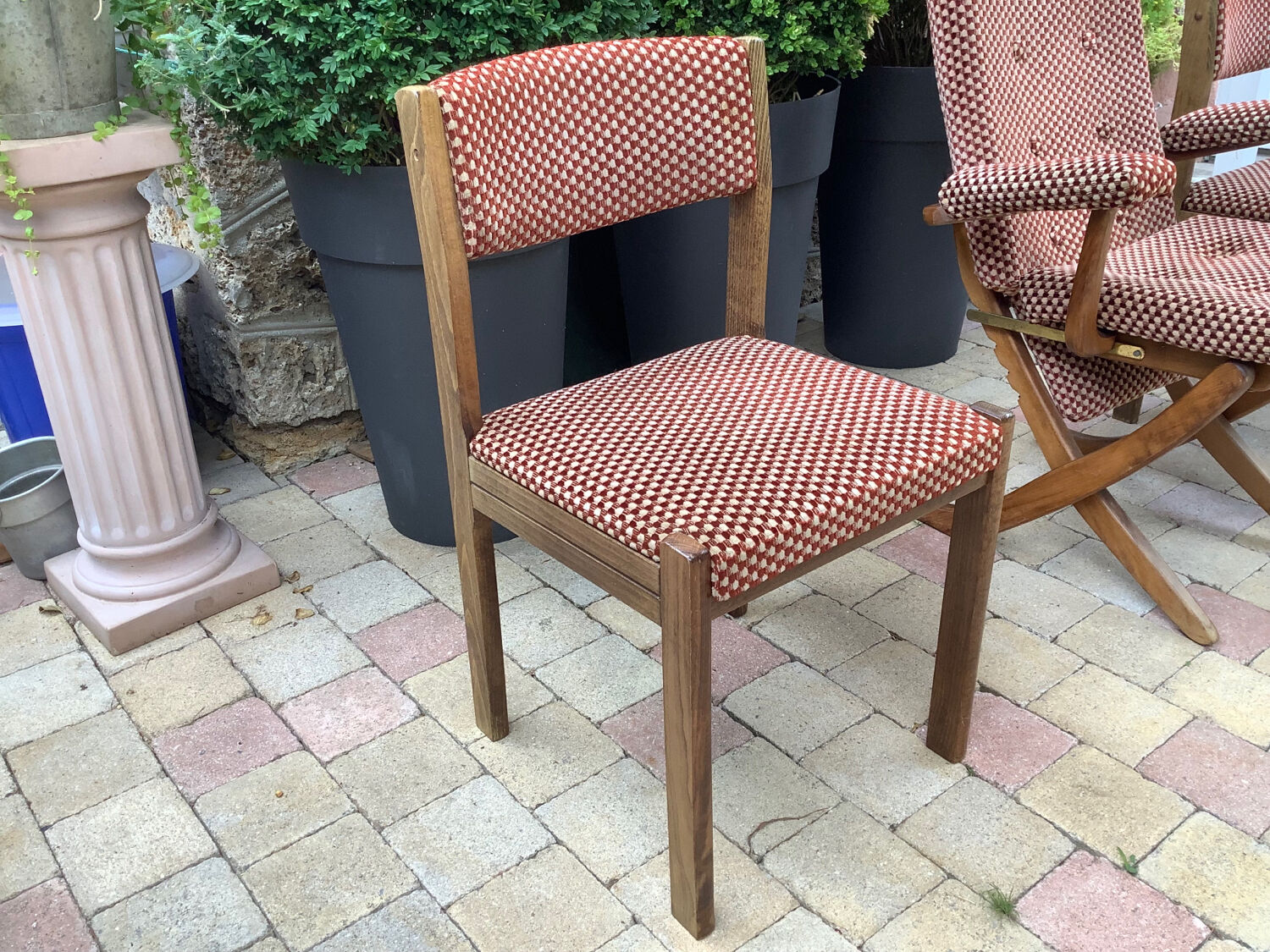 Fauteuil et 2 chaises Baumann en velours vintage