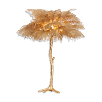 Light Palm tree vintage in gilding with feathers