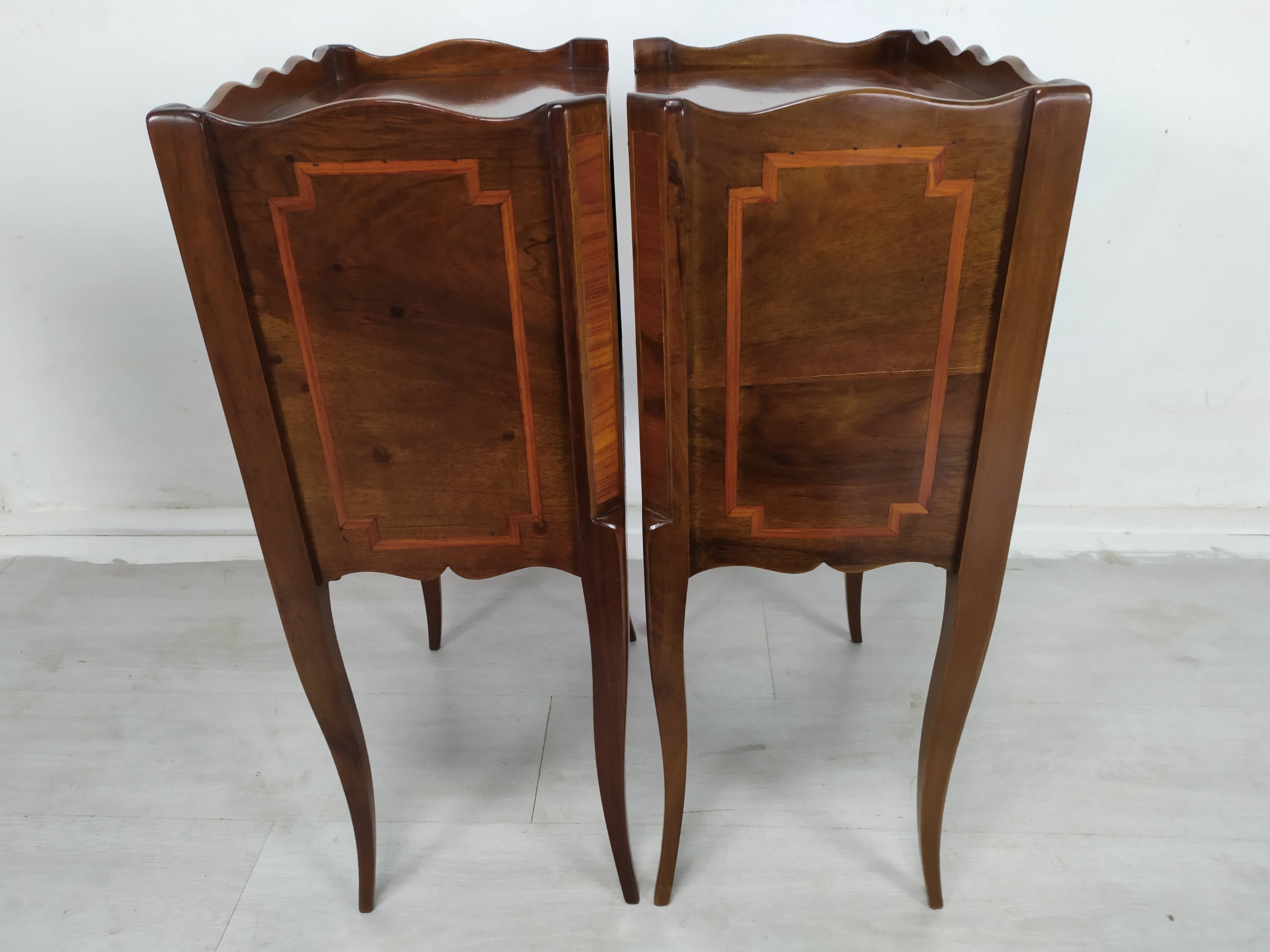 Marquetry bedside tables