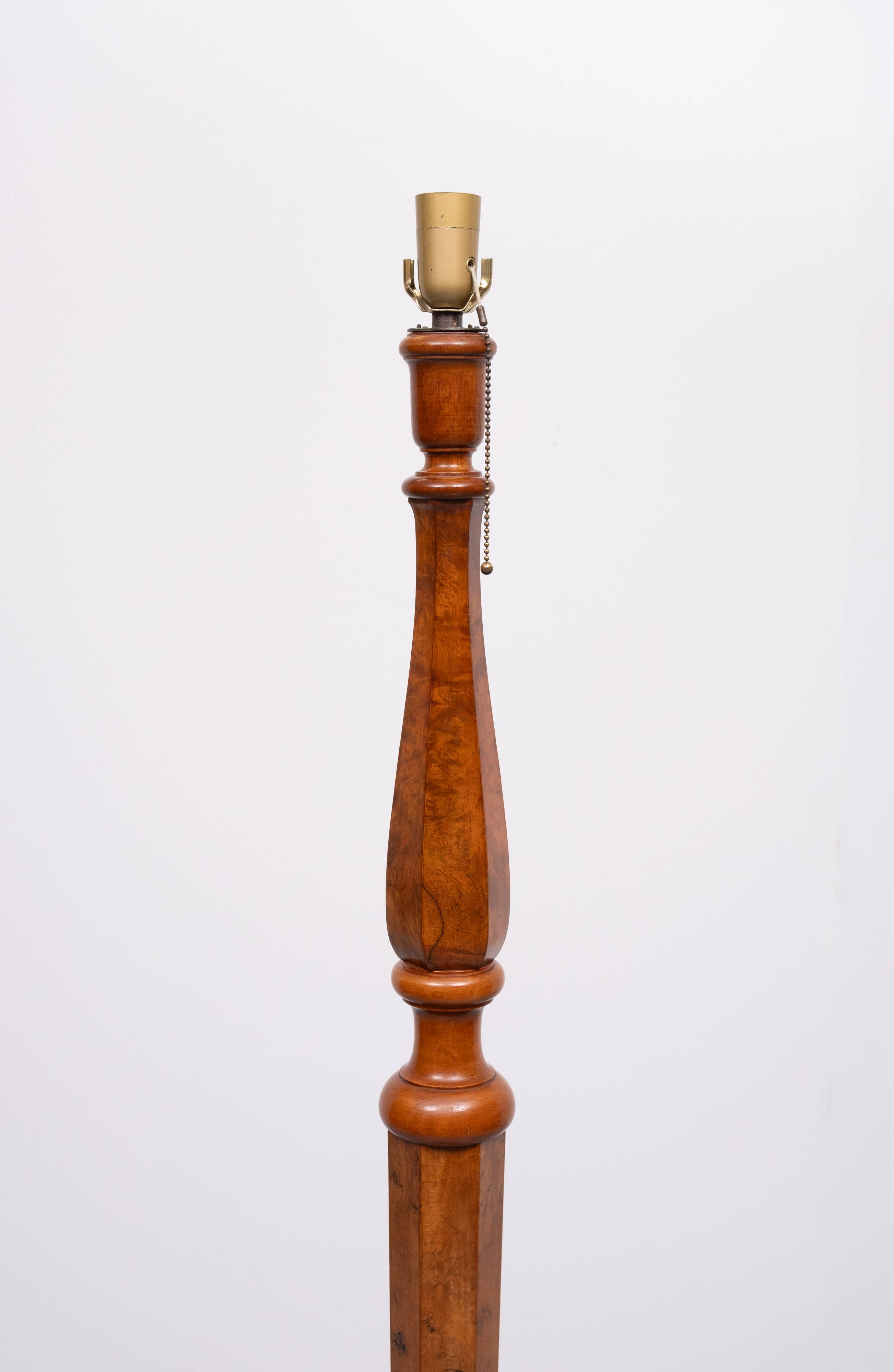 Stunning large Antique Biedermeier Burl floor lamp . Germany