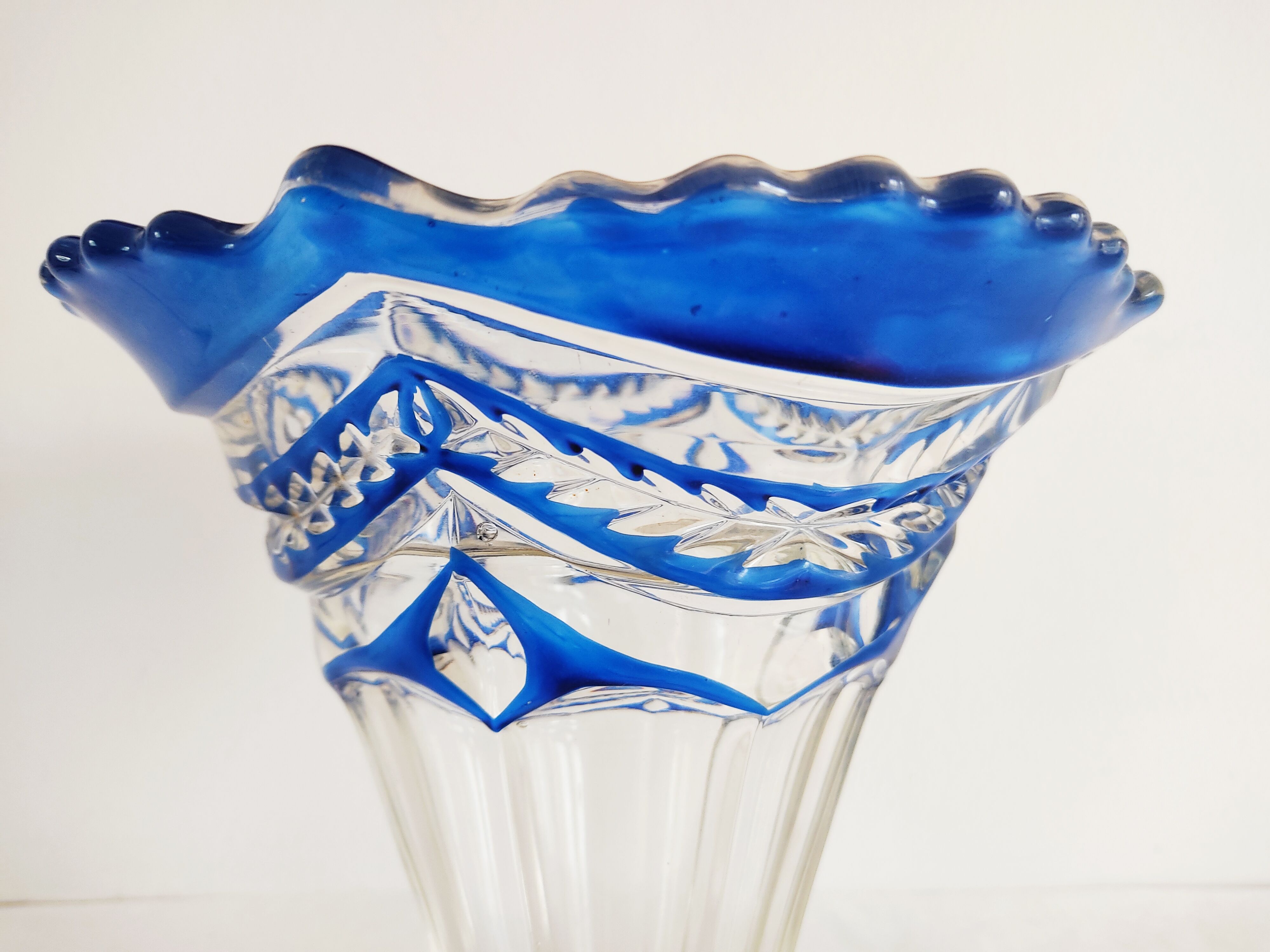 Vintage glass vase painted