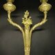 Pair of large wall sconces with flowers in the Louis XVI style from the 19th century - gilded bronze.